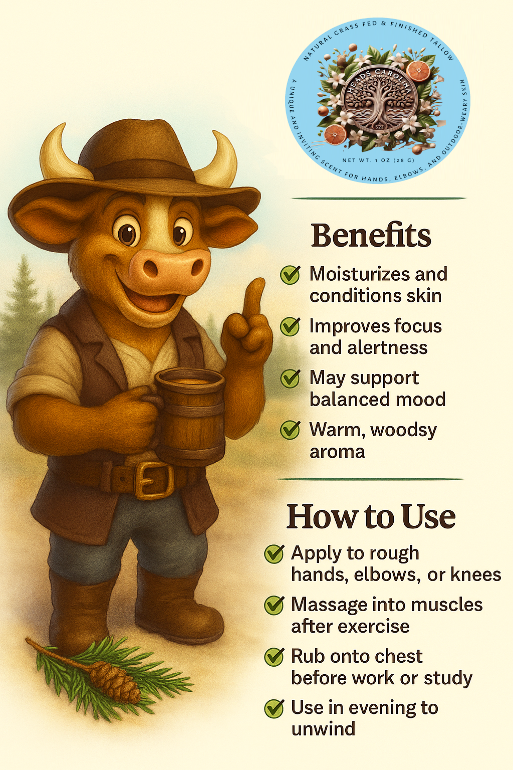 Heads Carolina balm texture view