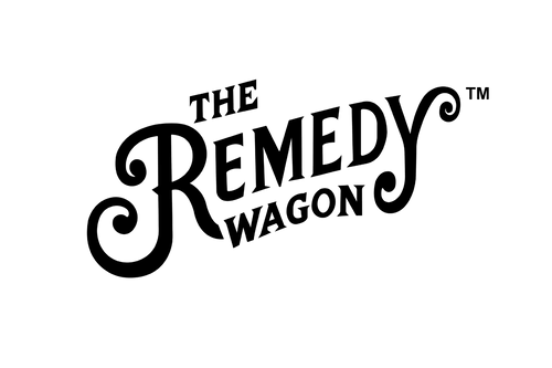 Logo of 'The Remedy Wagon' on a white background