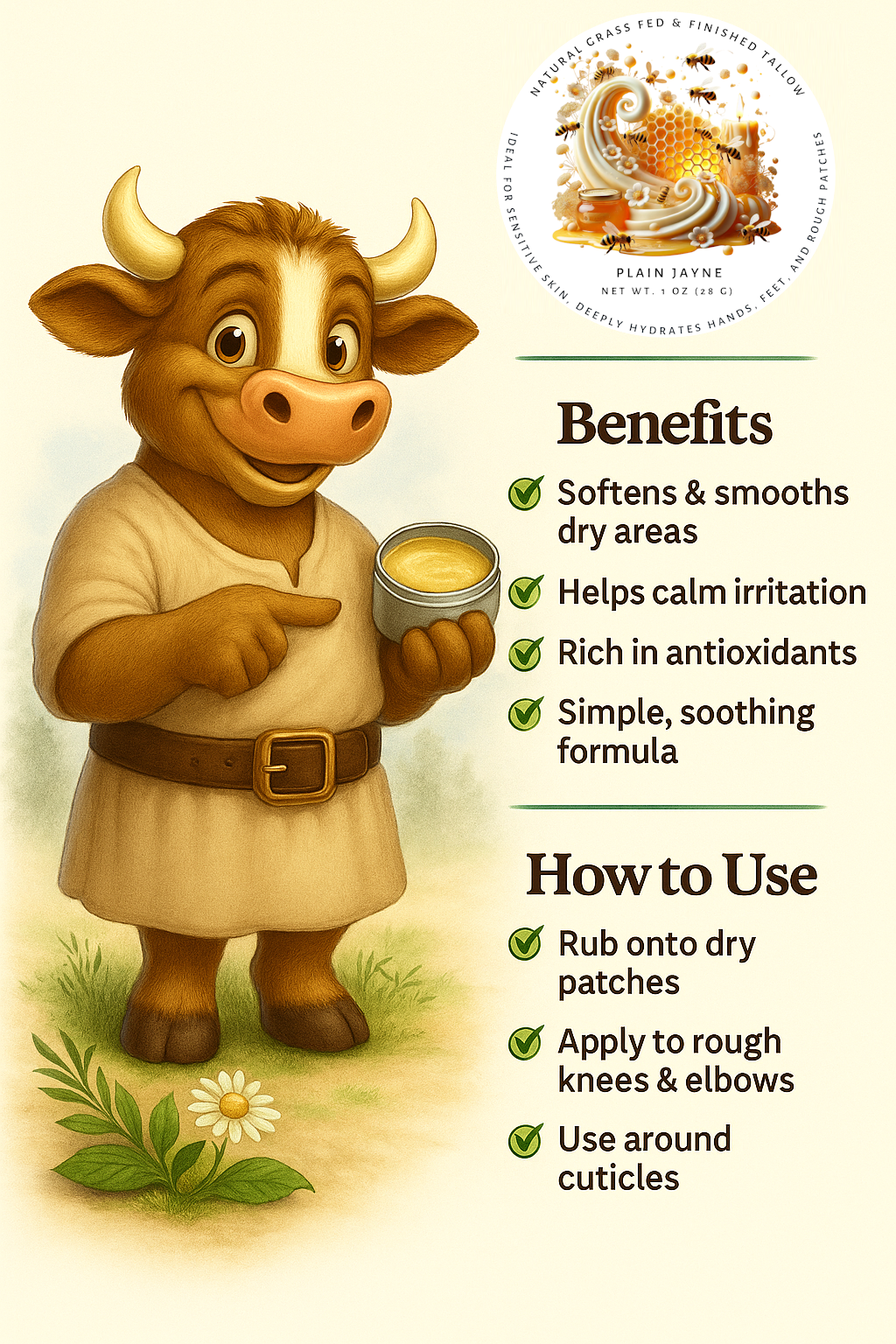 Plain Jayne tallow balm texture close up