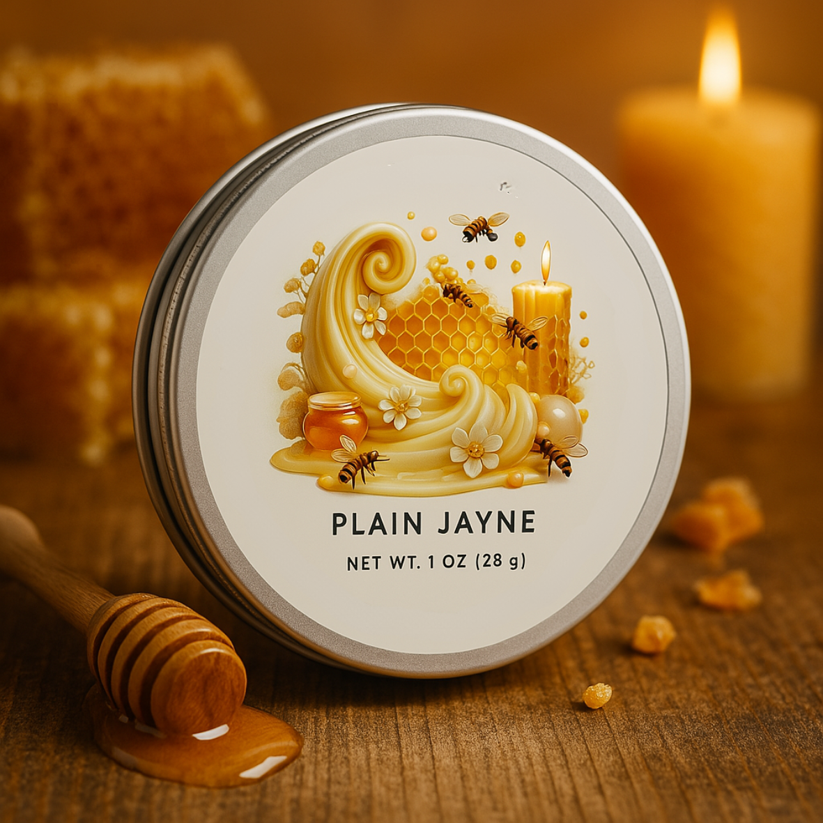 Plain Jayne unscented tallow balm jar front