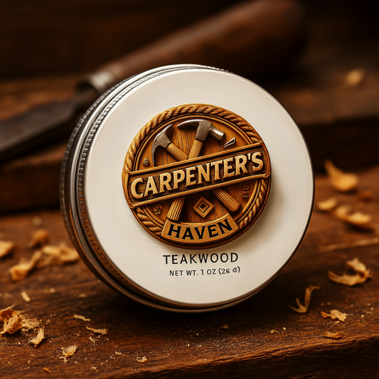 Carpenter’s Haven teakwood balm jar